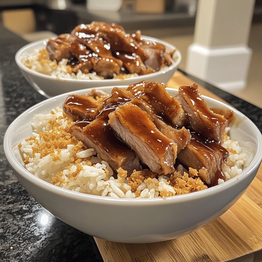 Sticky Glazed Pork Rice Bowls
