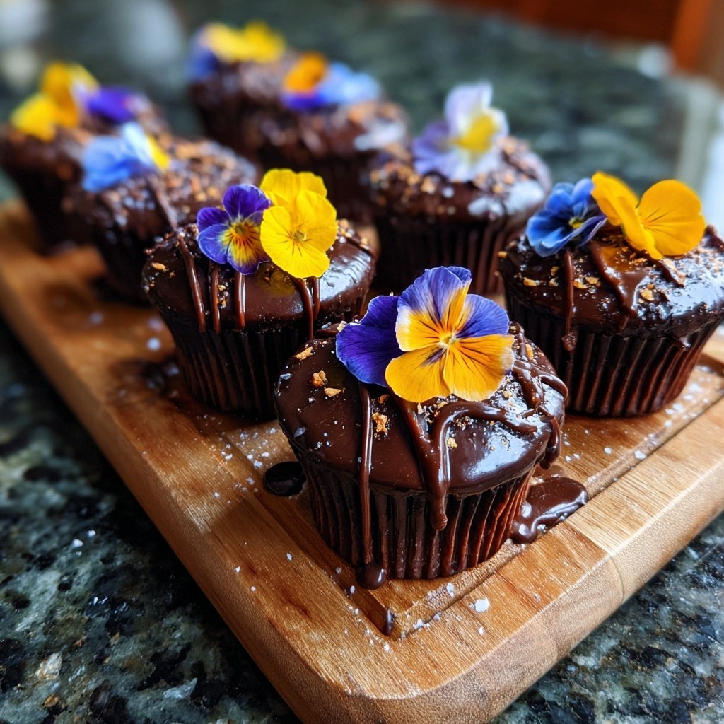 Chocolate Ganache Flower Cupcakes