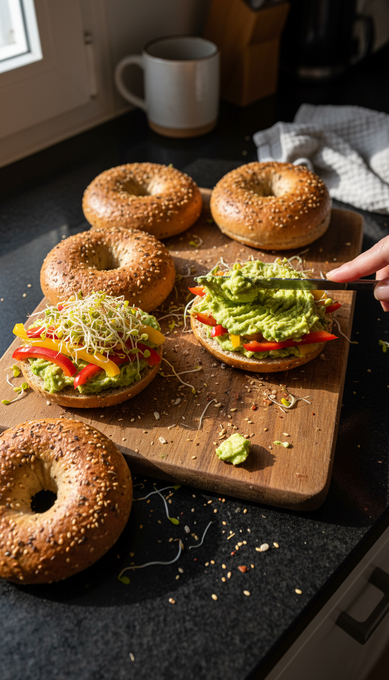 High-Protein Veggie Bagels