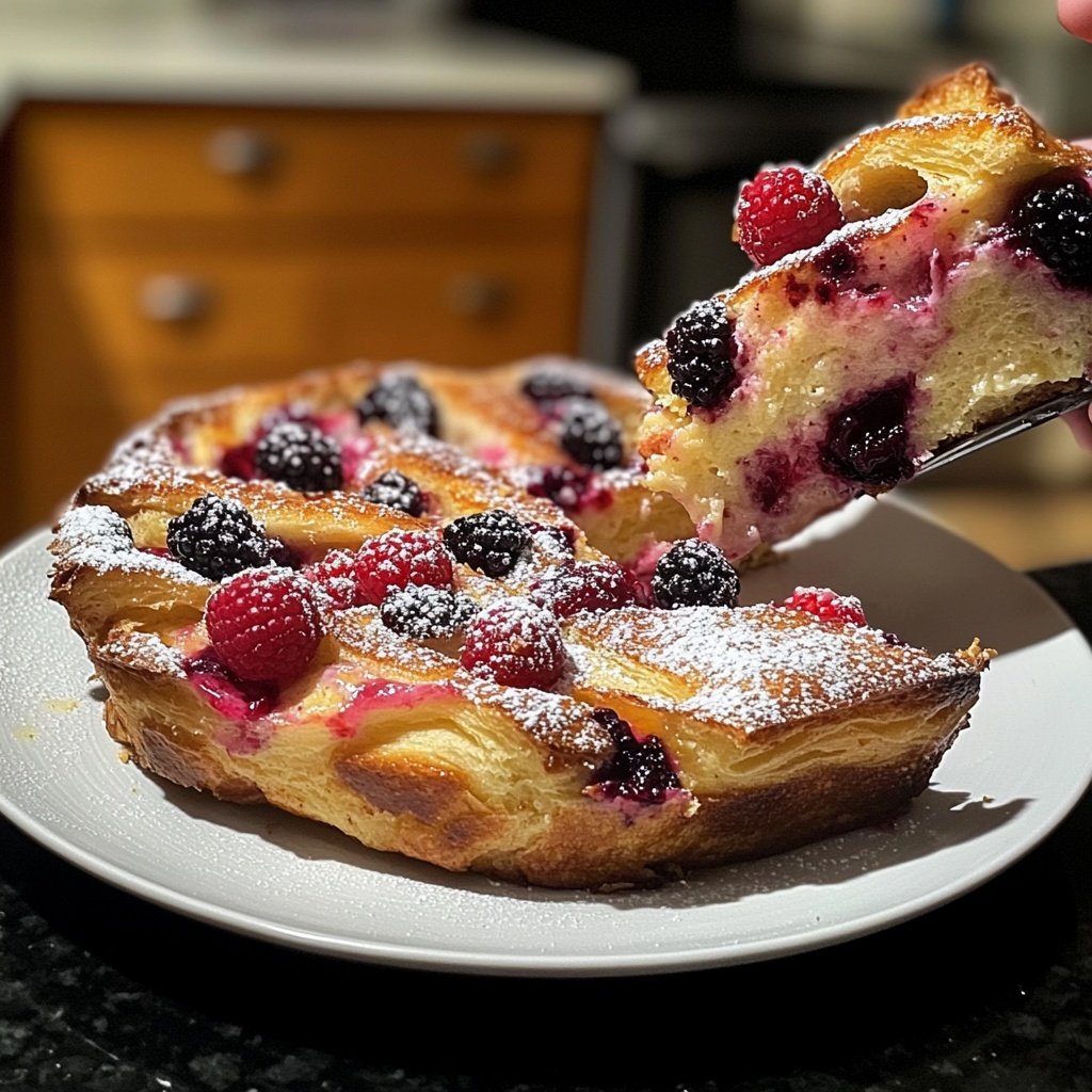 Festive Berry Croissant French Toast Bake​