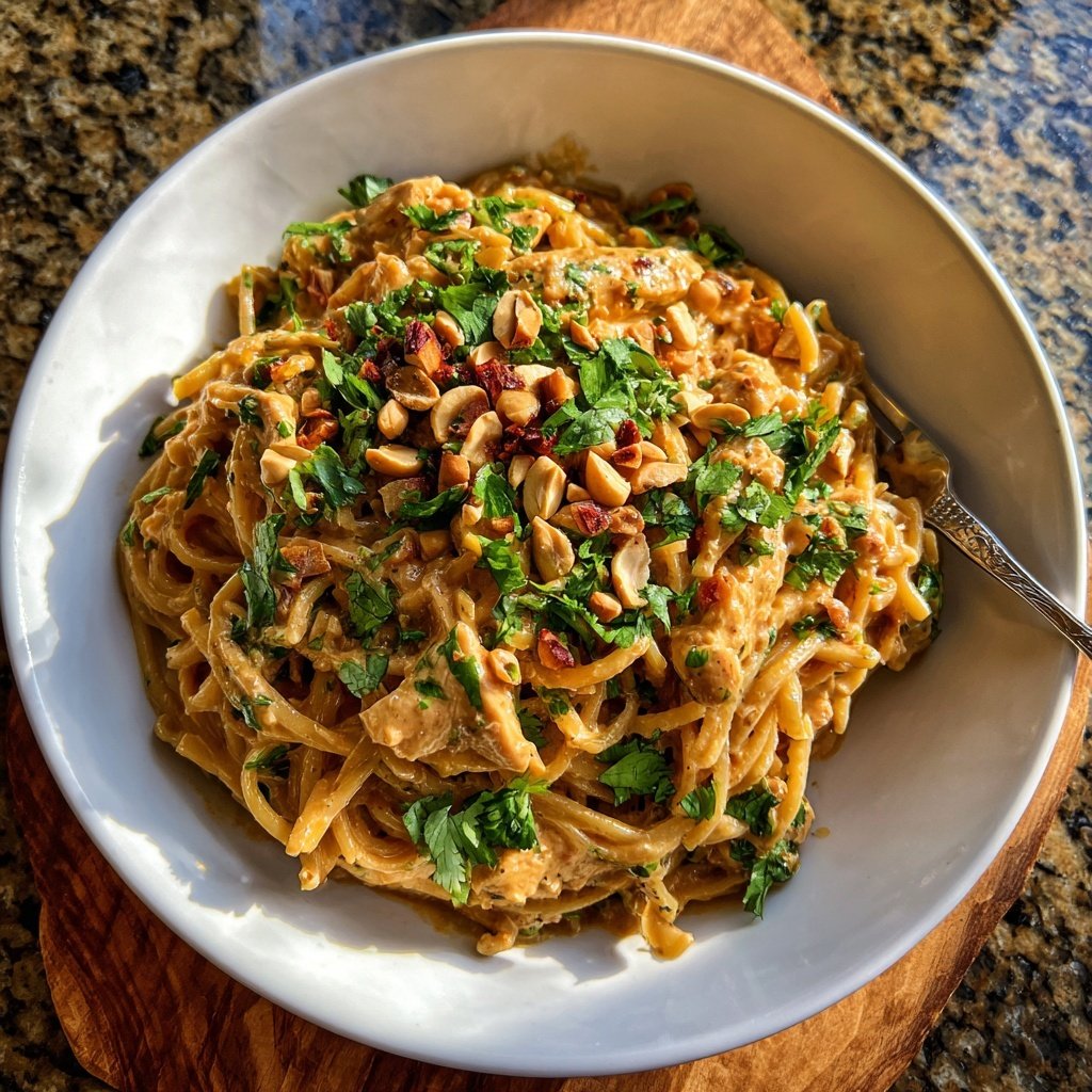 Thai Peanut Chicken Noodles Bowl