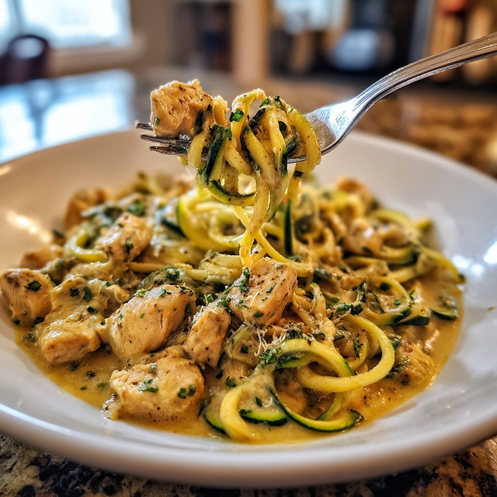 Creamy Chicken and Zucchini Zoodles