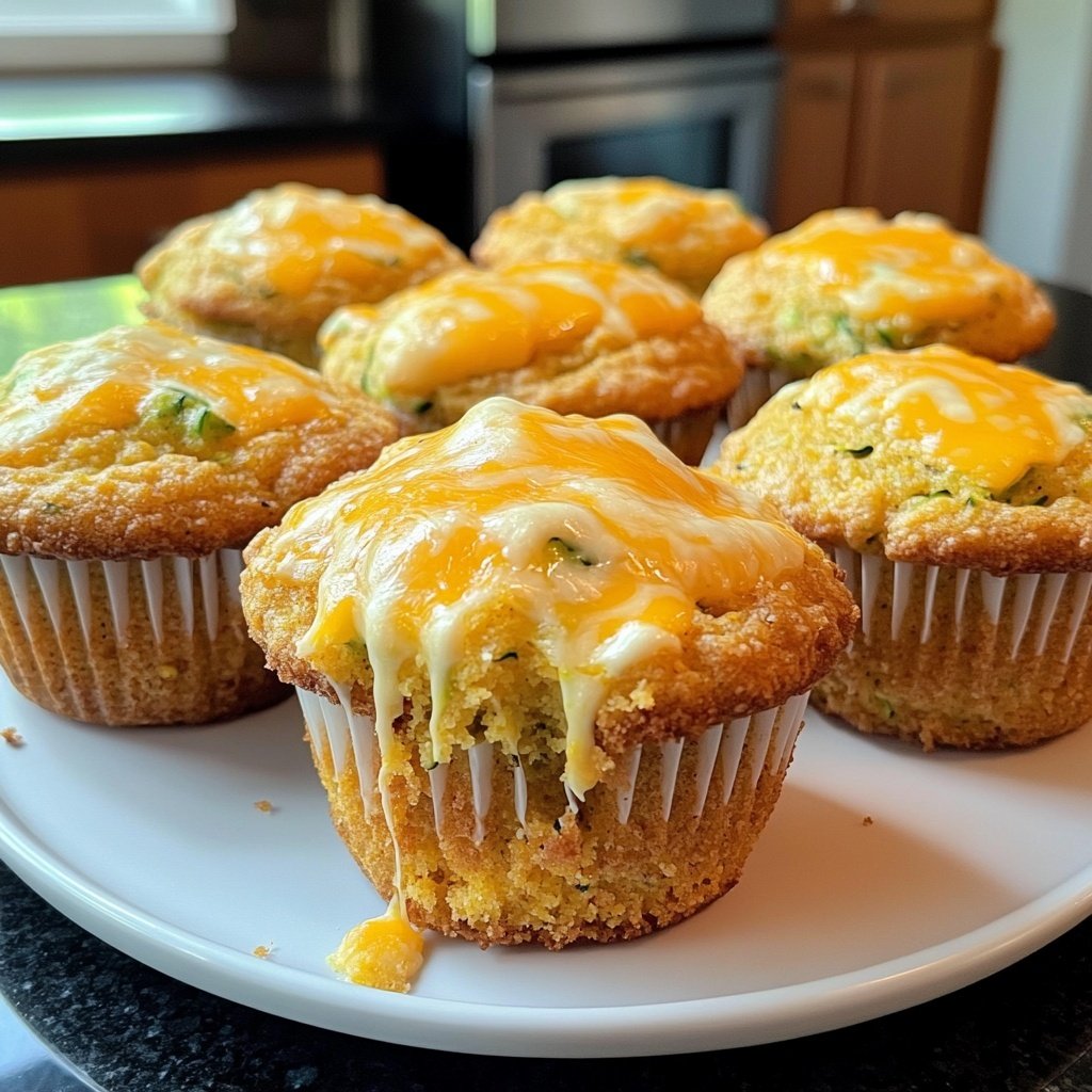Cheesy Zucchini Cornbread Muffins