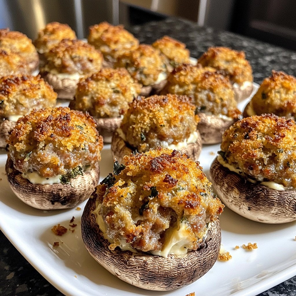 The Best Sausage Balls Stuffed Mushrooms