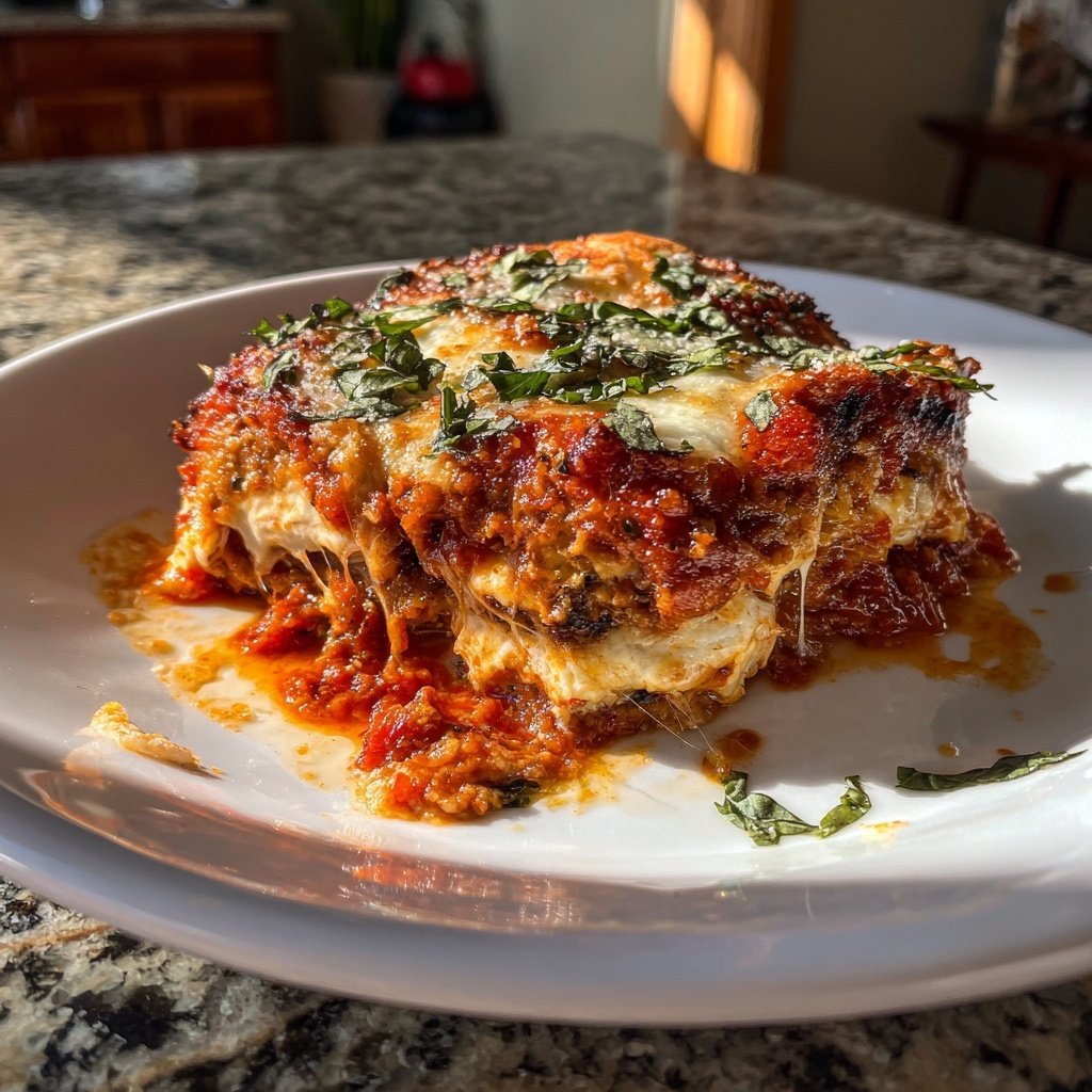 Eggplant Parmesan with Basil Oil