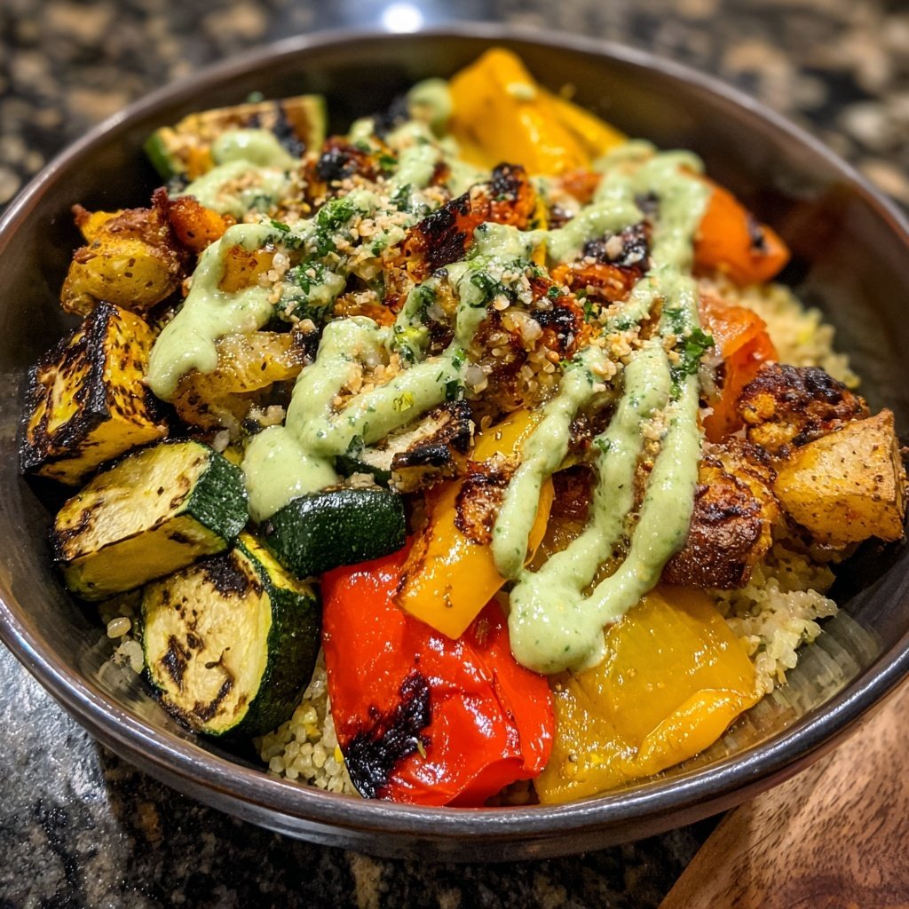 Roasted Vegetable Bowls with Green Tahini