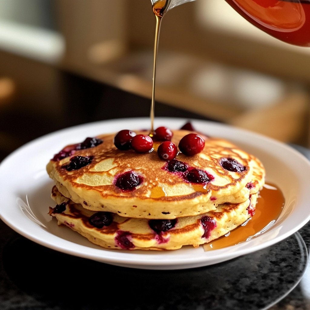 Fluffy Cranberry Orange Ricotta Pancakes